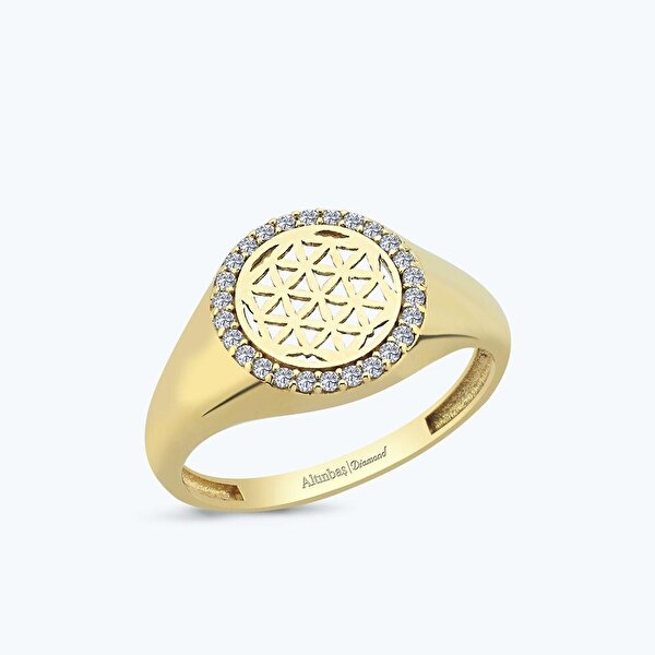 Altın Yaşam Çiçeği Yüzük