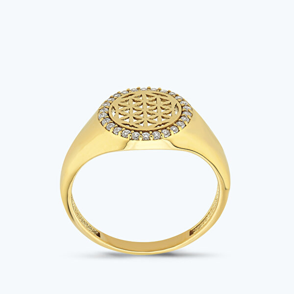 Altın Yaşam Çiçeği Yüzük