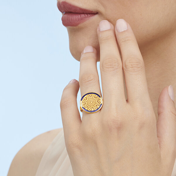 22 Ayar Altınbaş Mandala Yüzük