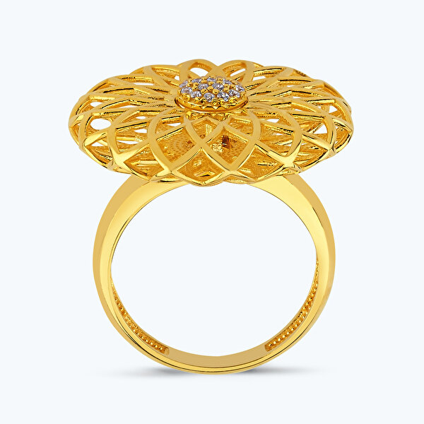 22 Ayar Altınbaş Mandala Yüzük