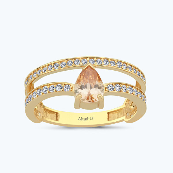 Altın Damla Taşlı Yüzük