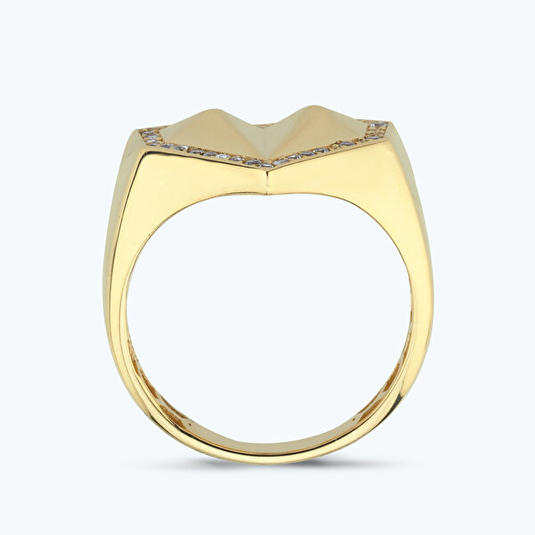 Altın Taşlı Kalp Yüzük