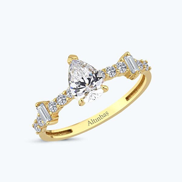 Altın Baget Damla Yüzük