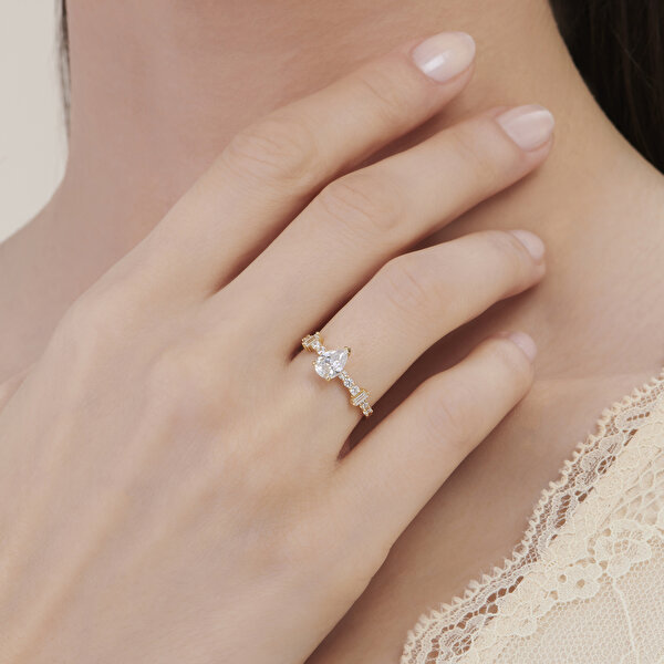 Altın Baget Damla Yüzük