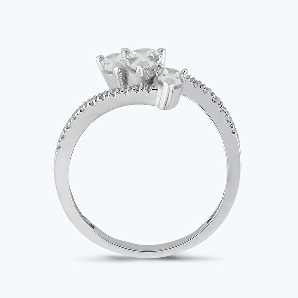 Altın Sıra Taşlı Damla Yüzük