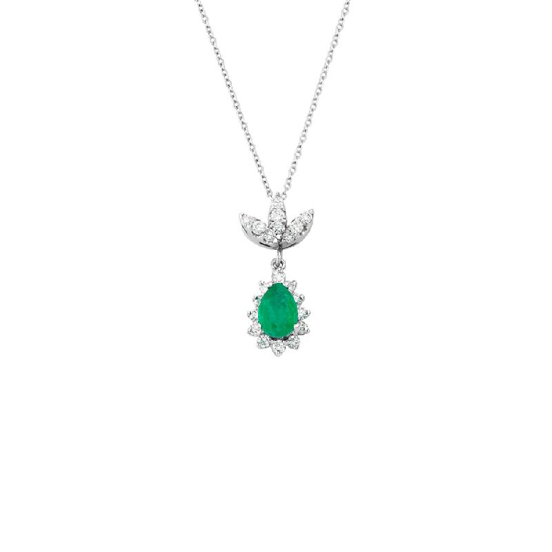 0.42 Carat Emerald Diamond Necklace