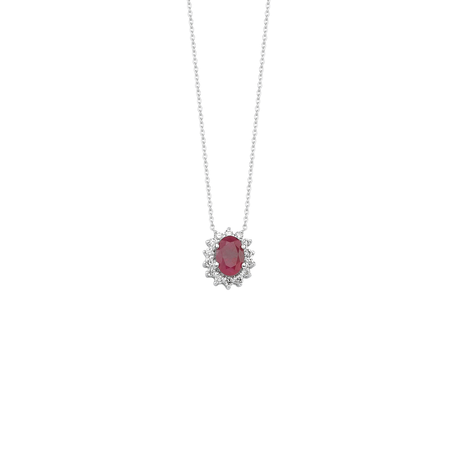 0.18 Carat Ruby Diamond Necklace