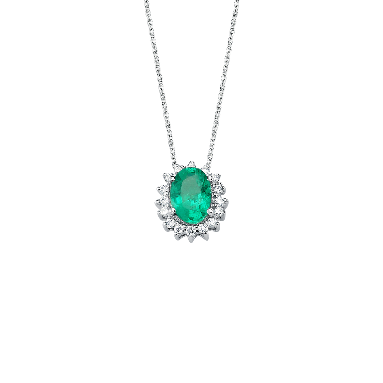 0.13 Carat Emerald Diamond Necklace