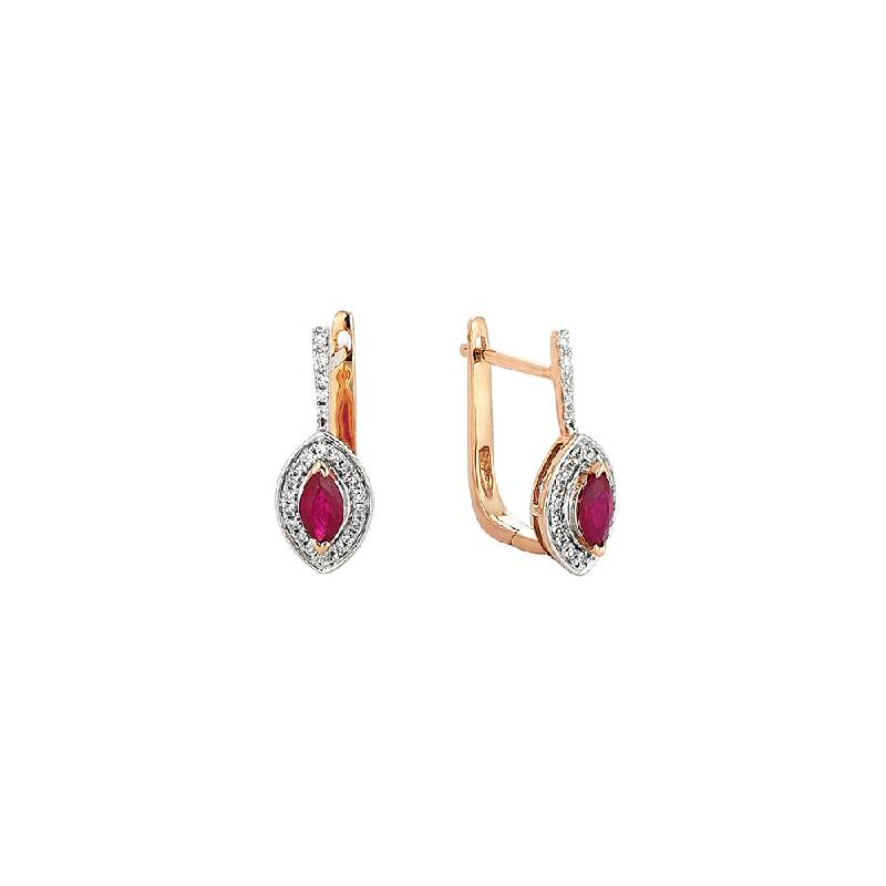 0.11 Carat Ruby Diamond Earrings