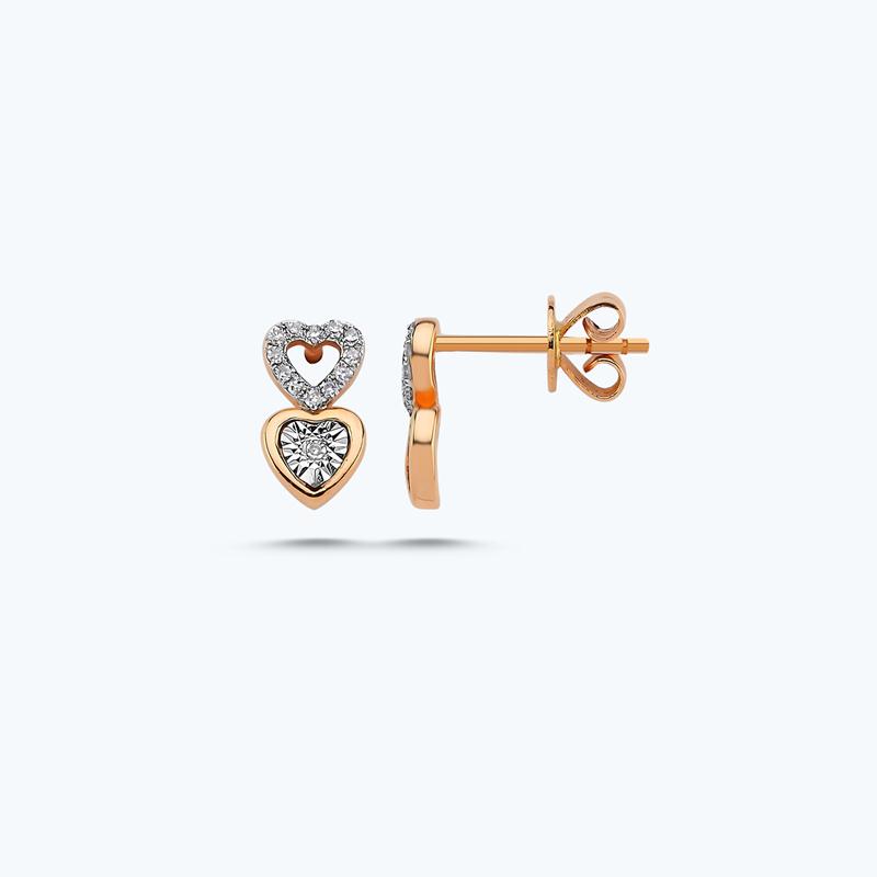 0.09 Carat Heart Diamond Earrings