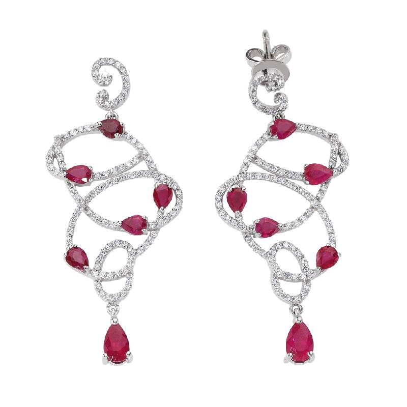 0.90 Carat Ruby Diamond Earrings