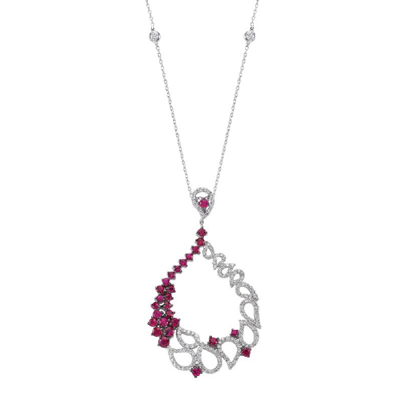 1.10 Carat Ruby Diamond Necklace