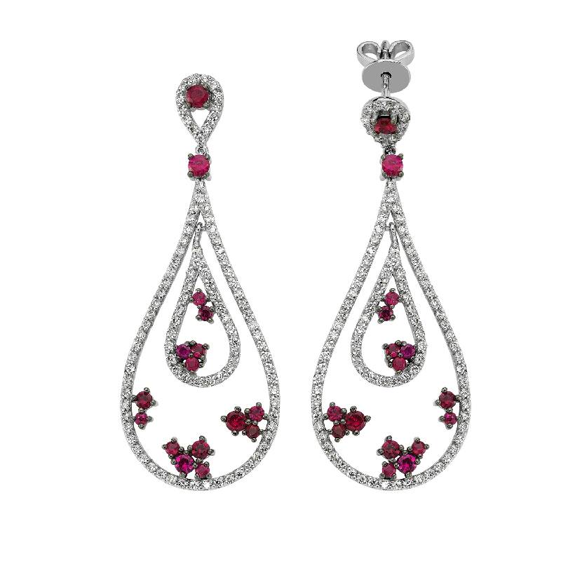 1.23 Carat Ruby Diamond Earrings