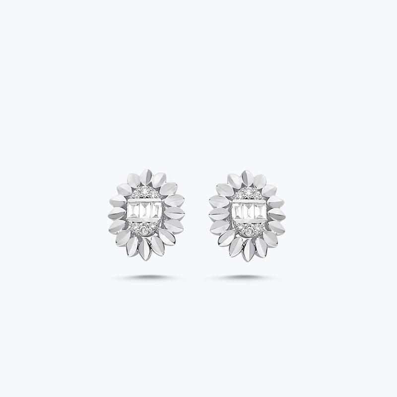 0.16 Carat Baguette Diamond Earrings