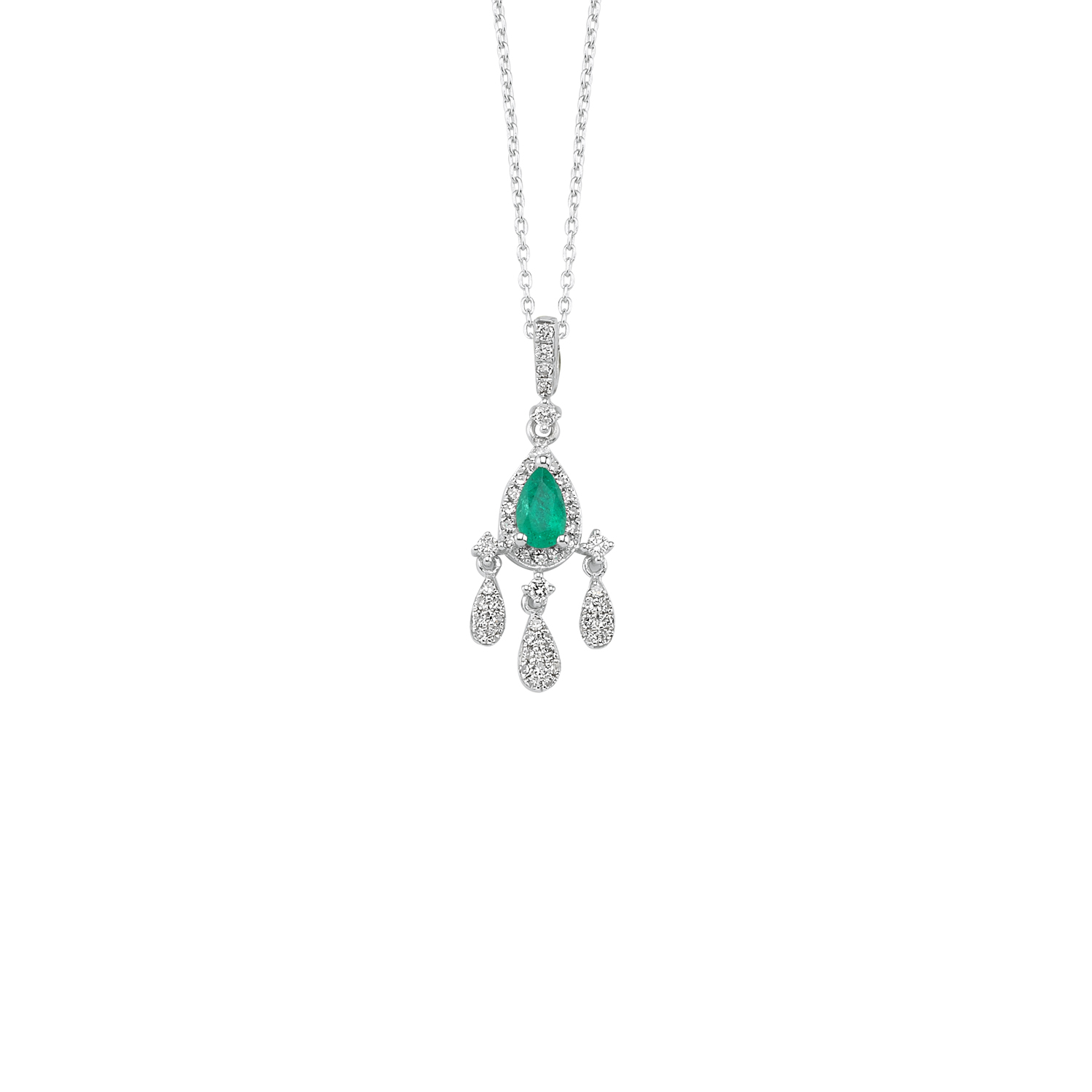 0.17 Carat Emerald Diamond Necklace