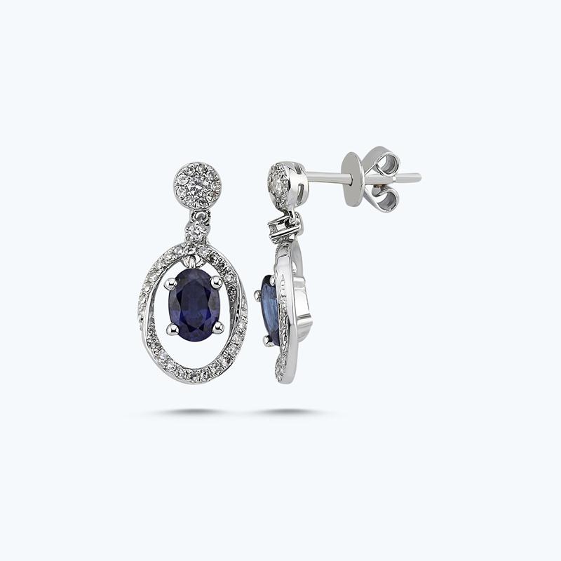 0.30 Carat Sapphire Diamond Earrings