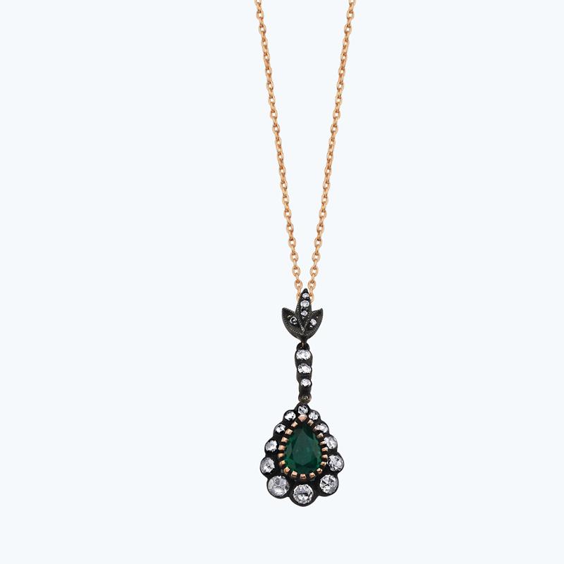 0.35 Carat Emerald Diamond Necklace