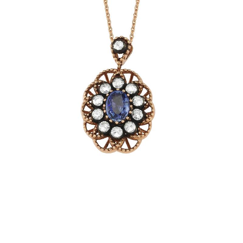 0.38 Carat Sapphire Diamond Necklace