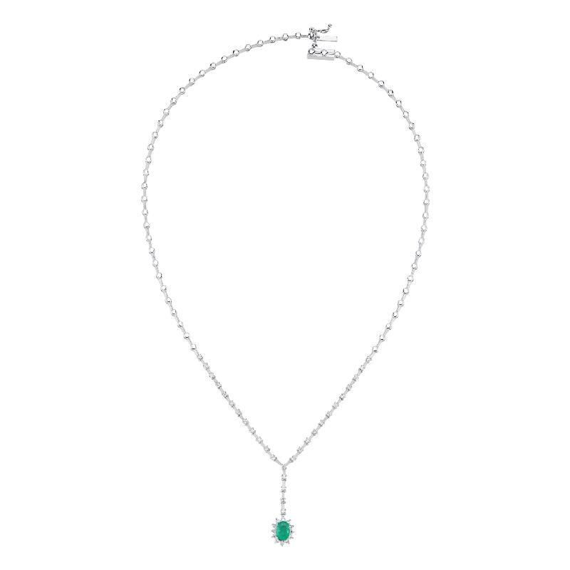 0.73 Carat Emerald Diamond Necklace