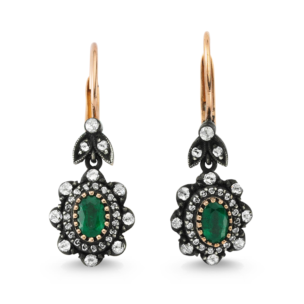 0.61 Carat Emerald Diamond Earrings