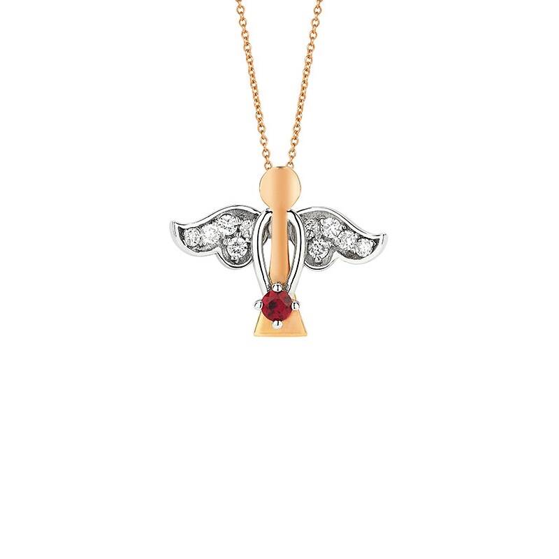 0.11 Carat Ruby Diamond Necklace
