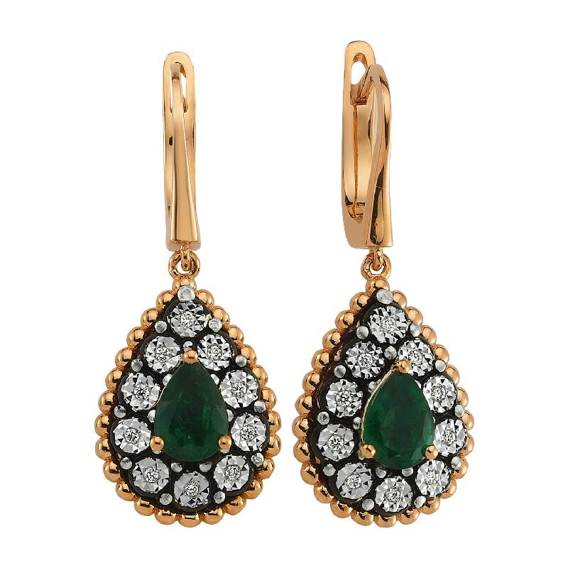 0.09 Carat Emerald Diamond Earrings