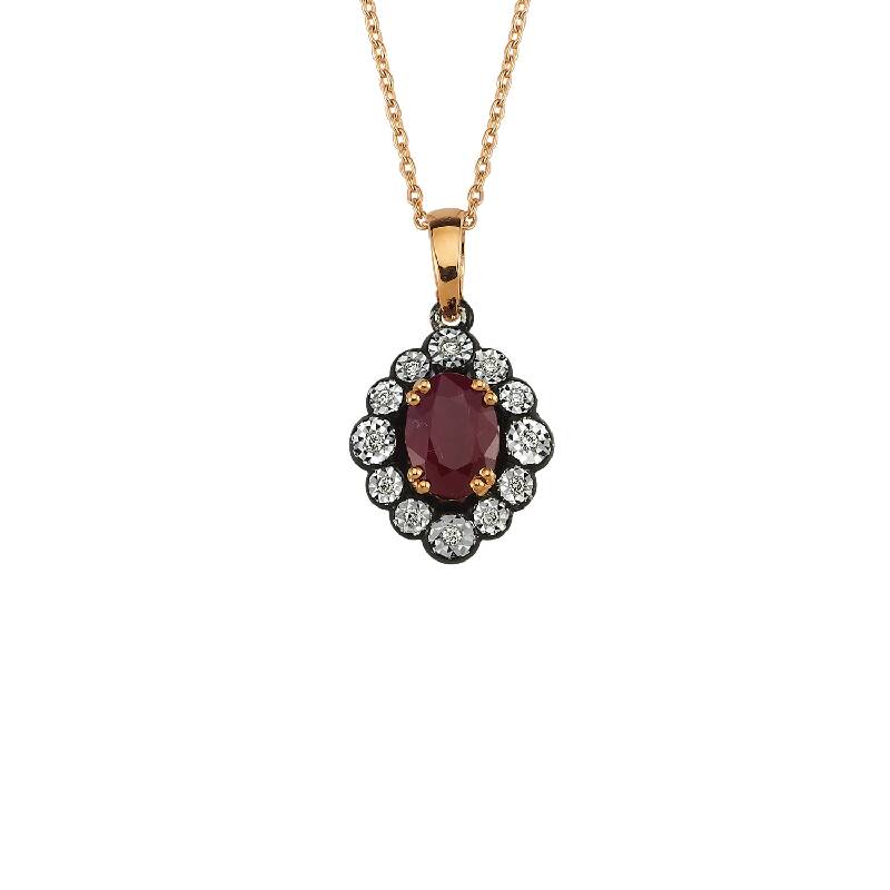 0.05 Carat Ruby Diamond Necklace