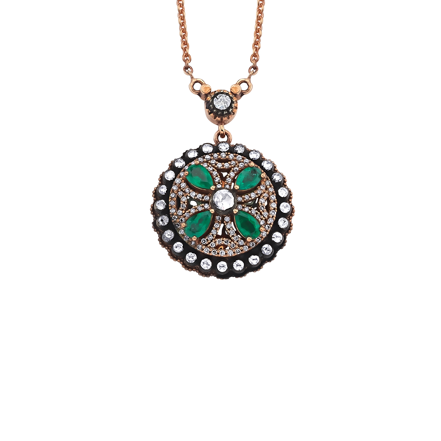 0.68 Carat Emerald Diamond Necklace