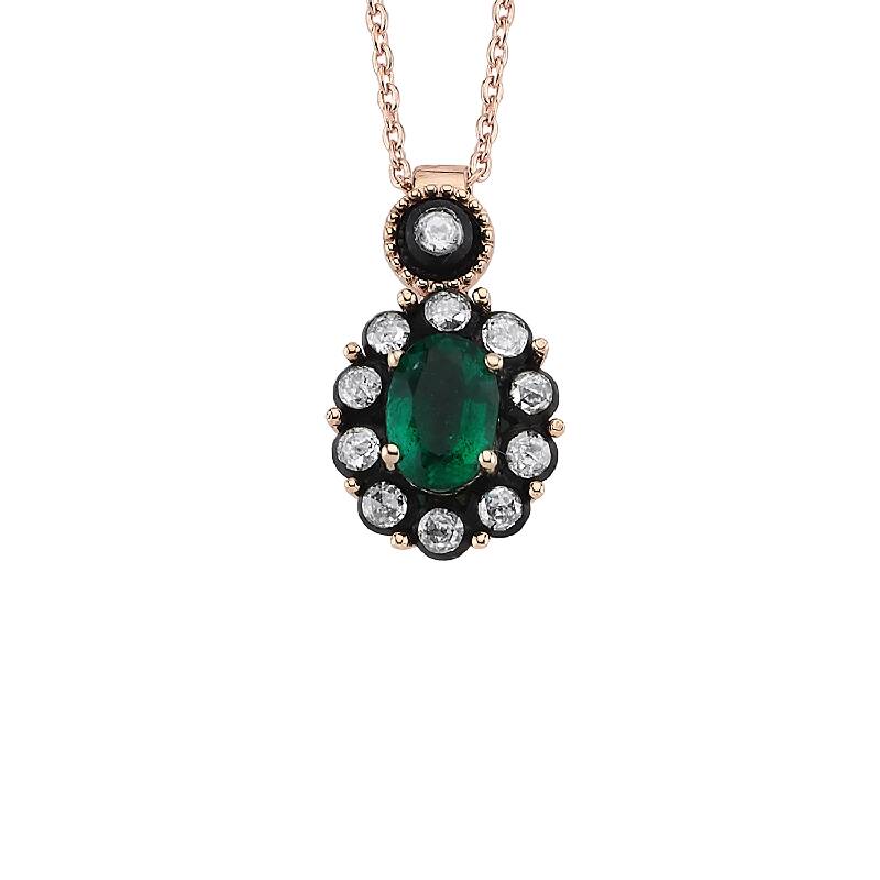 0.21 Carat Emerald Diamond Necklace