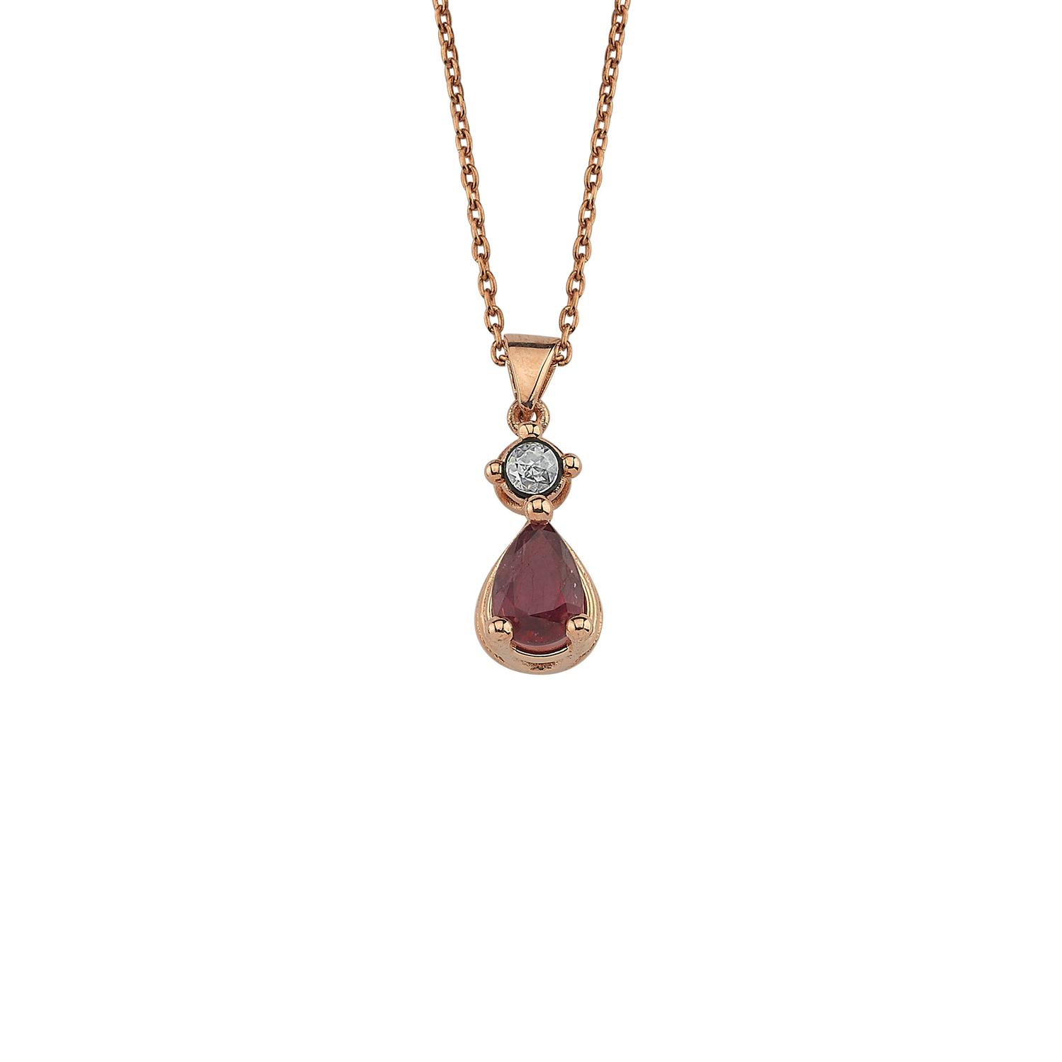 0.02 Carat Ruby Diamond Necklace
