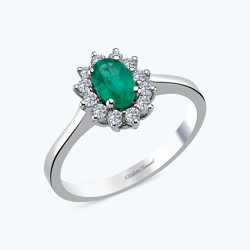 0.18 Carat Emerald Diamond Ring