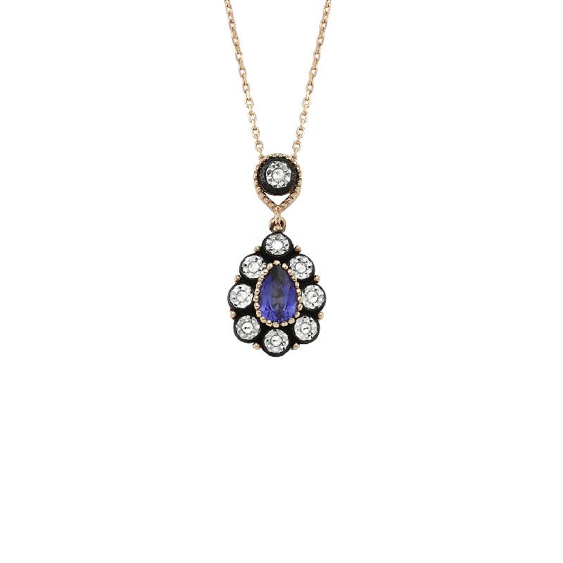 0.08 Carat Sapphire Diamond Necklace