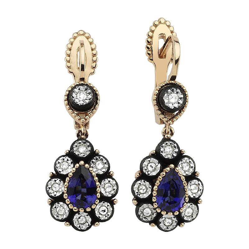 0.15 Carat Sapphire Diamond Earrings