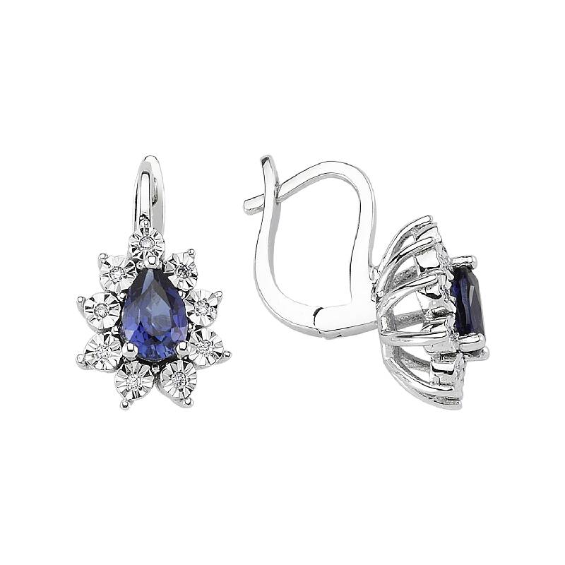 0.07 Carat Sapphire Diamond Earrings