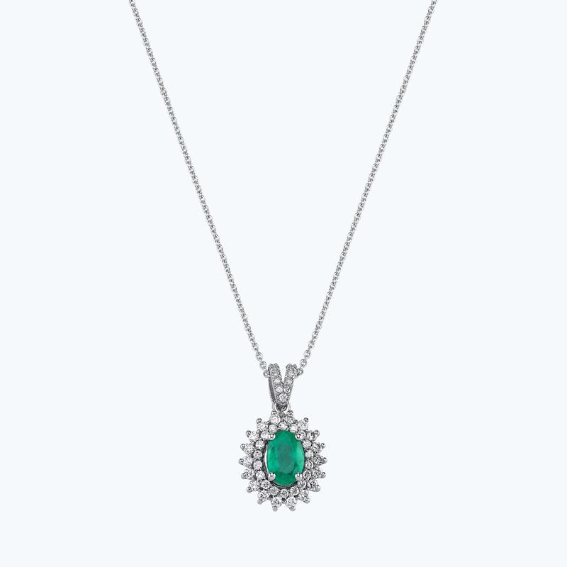 0.37 Carat Emerald Diamond Necklace