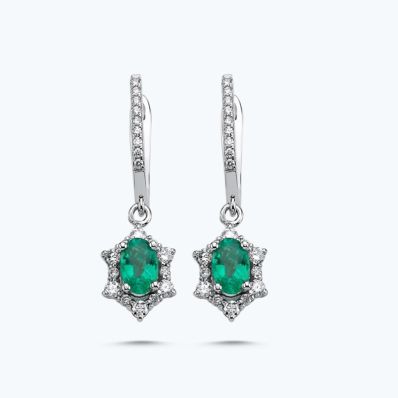 0.45 Carat Emerald Diamond Earrings