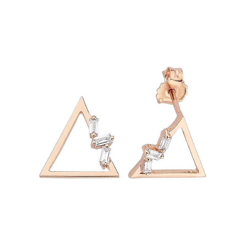 0.16 Carat Triangle Baguette Diamond Earrings