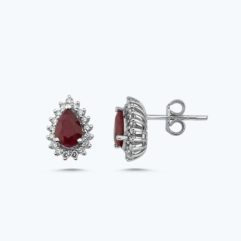 0.32 Carat Ruby Diamond Earrings