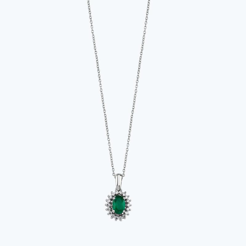 0.16 Carat Emerald Diamond Necklace