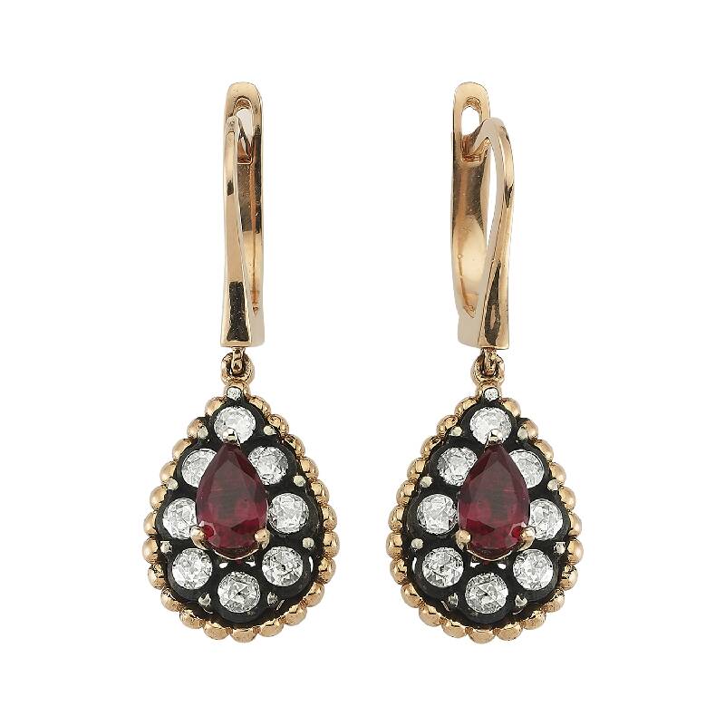 0.43 Carat Ruby Diamond Earrings