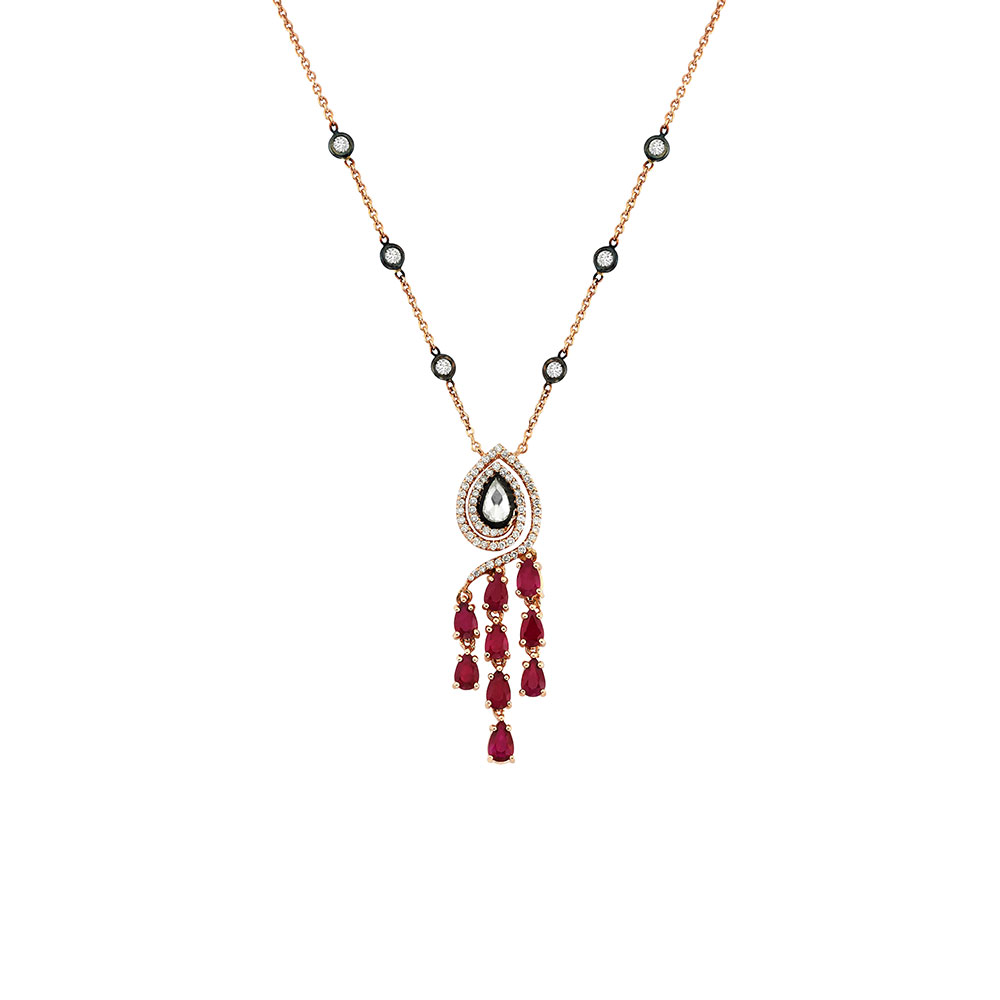 0.53 Carat Ruby Diamond Necklace