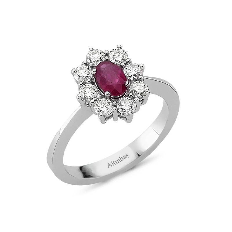 0.66 Carat Ruby Diamond Ring