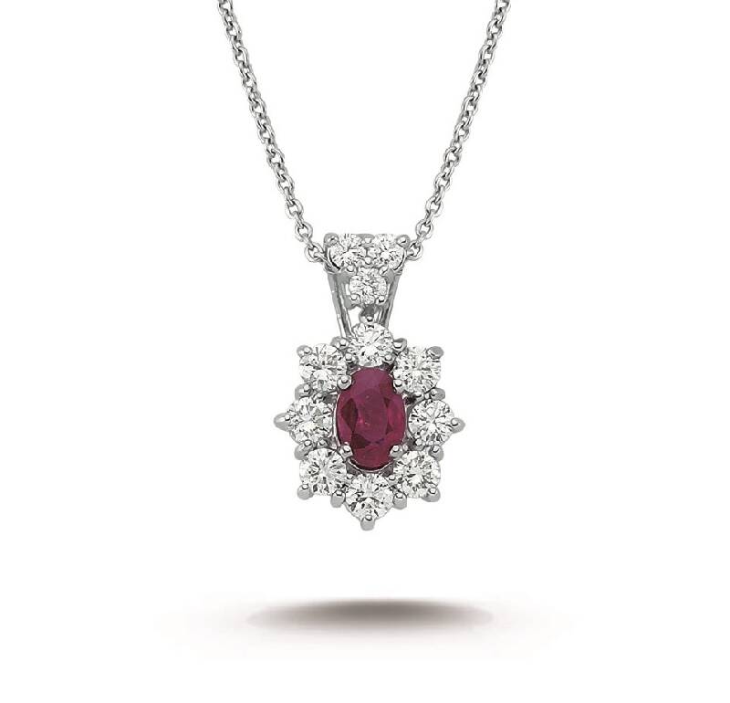 0.78 Carat Ruby Diamond Necklace