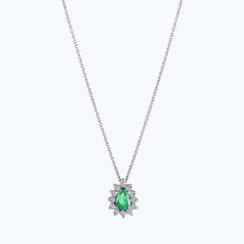 0.19 Carat Emerald Diamond Necklace