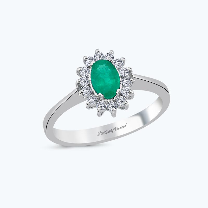 0.19 Carat Emerald Diamond Ring