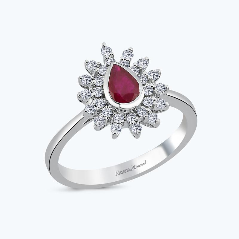 0.28 Carat Ruby Diamond Ring