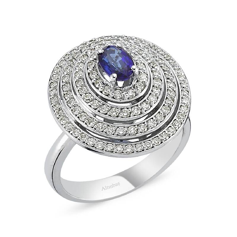 0.84 Carat Sapphire Diamond Ring