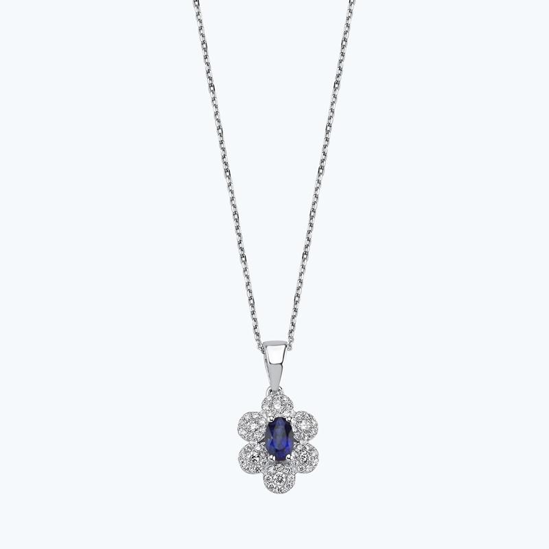 0.29 Carat Sapphire Diamond Necklace