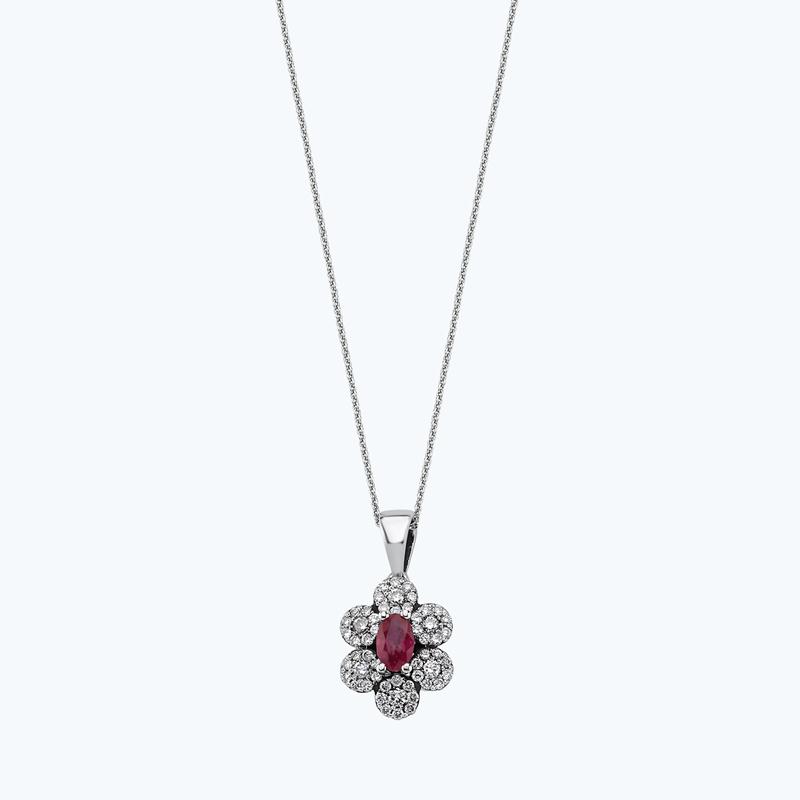 0.24 Carat Ruby Diamond Necklace