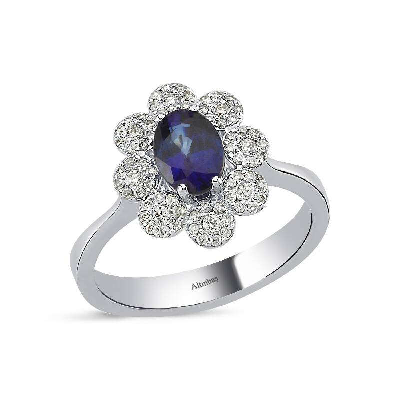 0.28 Carat Sapphire Diamond Ring